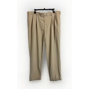 Pro Tour Mens Khaki Tan Pleated Cuffed‎ Golf Pants 40x32 Beige Twill